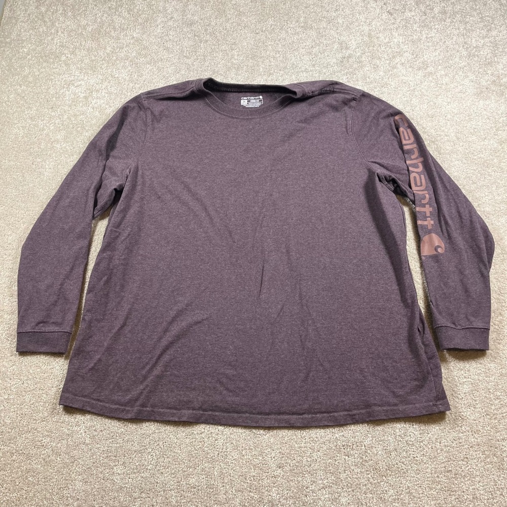 Carhartt Long Sleeve T-Shirt Mens 2X Purple Loose Fit Sleeve Logo TK0231-W
